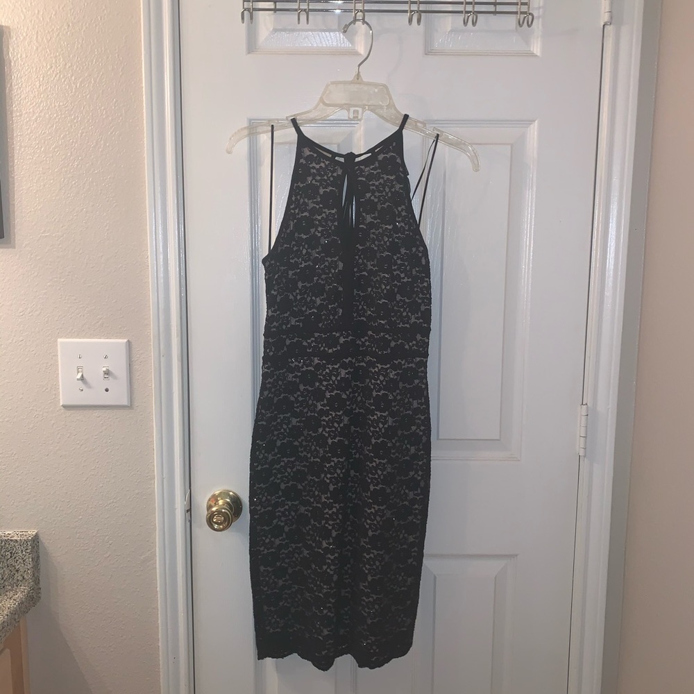 Fitted Black and Beige Dress